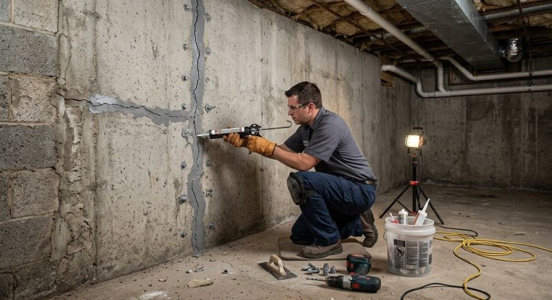 Basement Crack Repair in Mansfield, MA