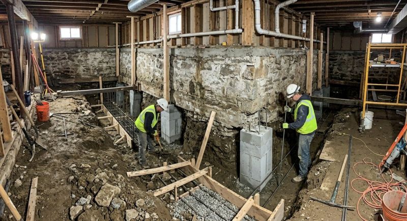 Basement Underpinning in Mansfield, MA