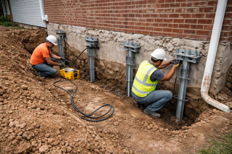 Helical Piers Installation in Mansfield, MA