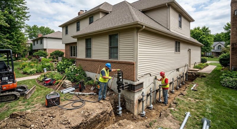 Helical Piers Installation in Mansfield, MA
