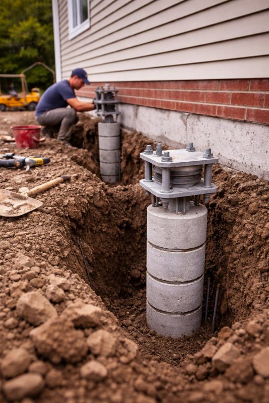 Helical Piers Installation in Mansfield, MA