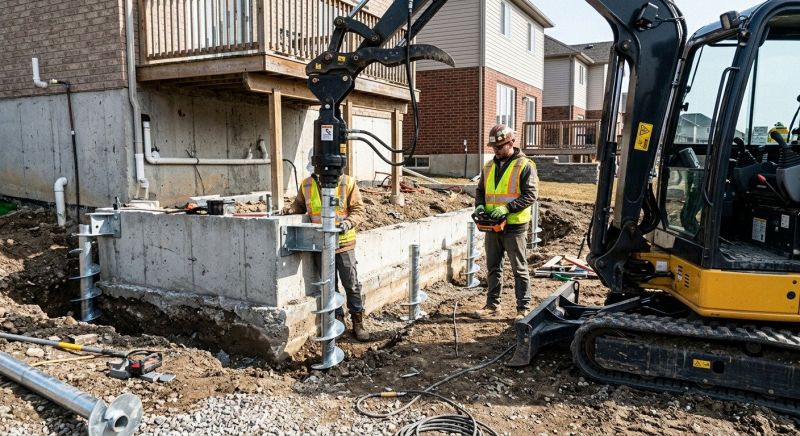 Helical Pile Installation in Mansfield, MA