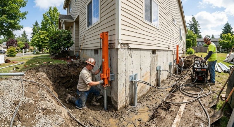 Sinking Foundation Repair in Abington, MA