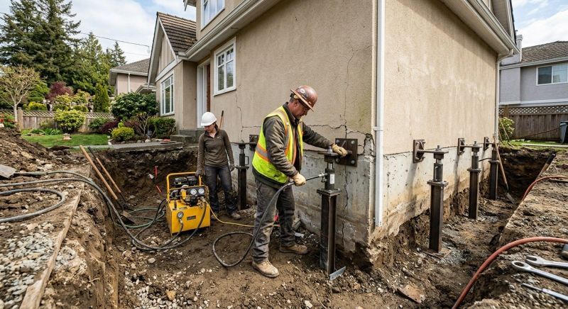 Sinking Foundation Repair in Brockton, MA